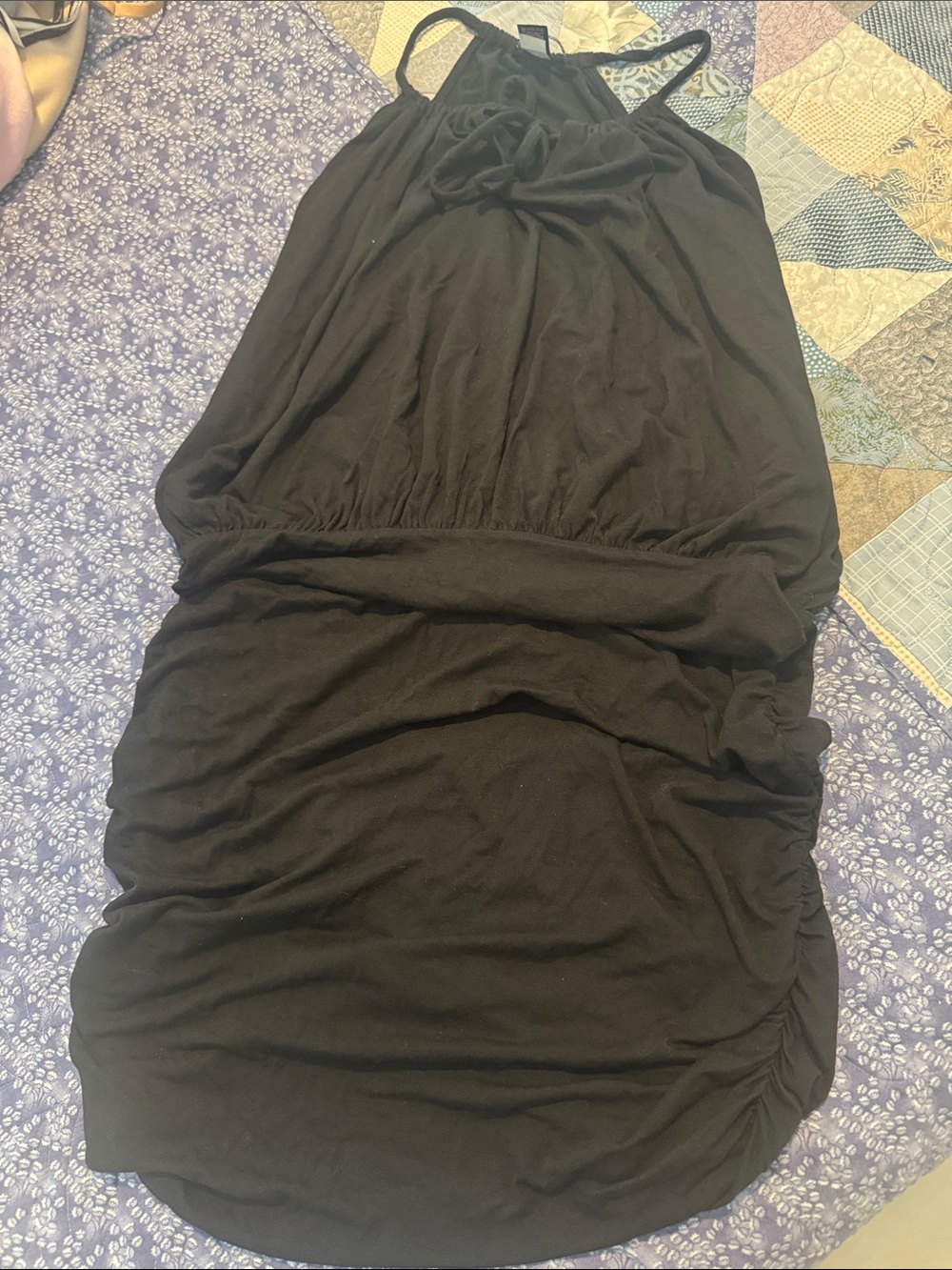 Victoria’s Secret Black Sleeveless Halter Ruched Dress